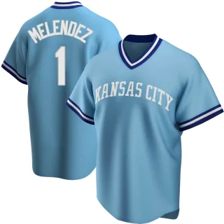 Replica Men's MJ Melendez Kansas City Royals Road Cooperstown Collection Jersey - Light Blue